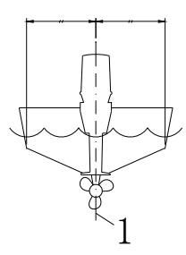 Outboard motor mounted on boat center line