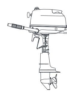 Outboard motor in upright position for oil level check
