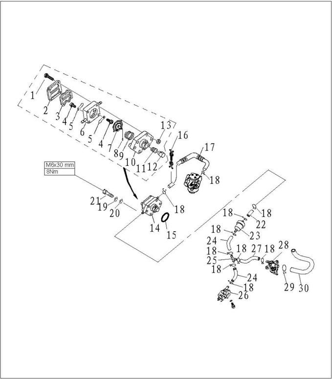 Fuel pump explosive drawing with components