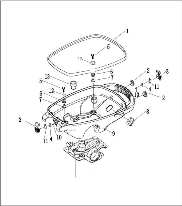Bottom cowling explosive drawing with parts list