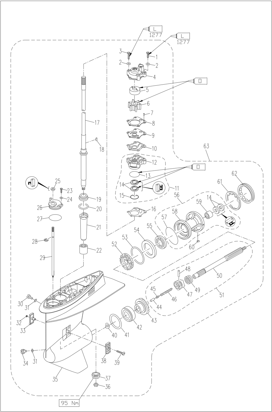Lower casing CD/CT model decomposition schematic diagram